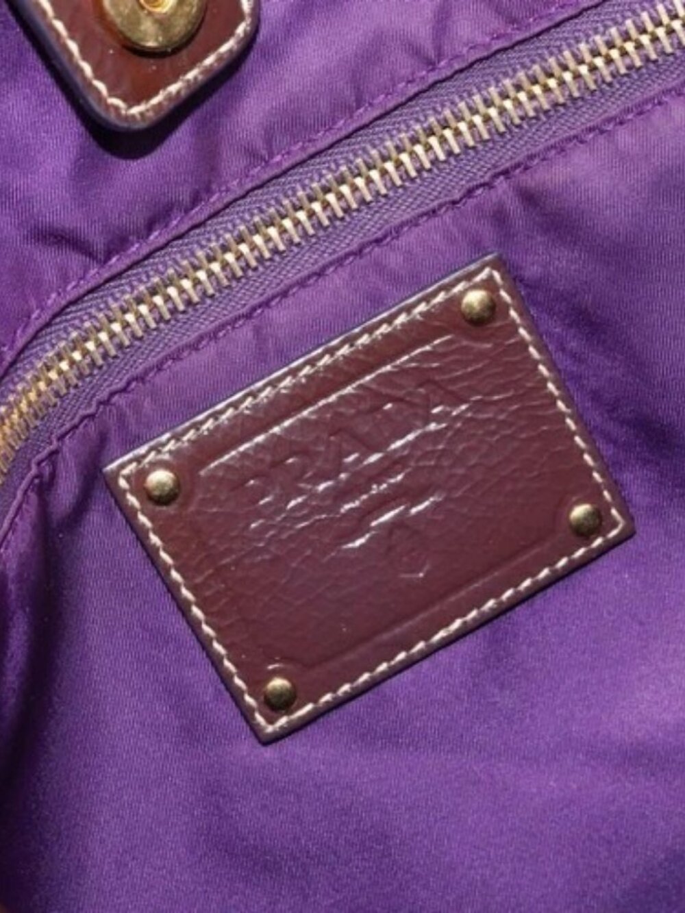PRADA Tote Bag Nylon Purple Gold Auth 169896 - Picture 13 of 16